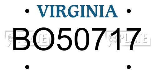 BO50717 Virginia License Plate