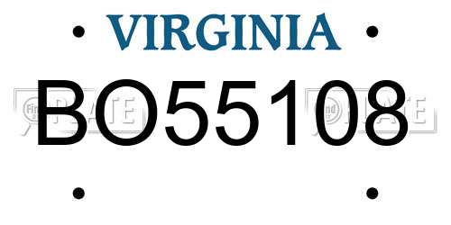 BO55108 Virginia License Plate