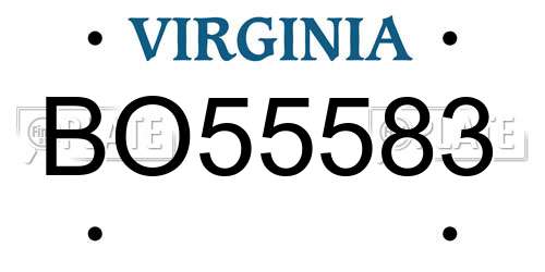 BO55583 Virginia License Plate