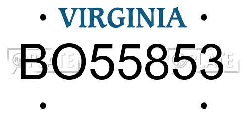 BO55853 Virginia License Plate