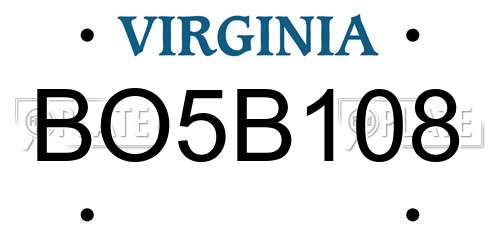 BO5B108 Virginia License Plate