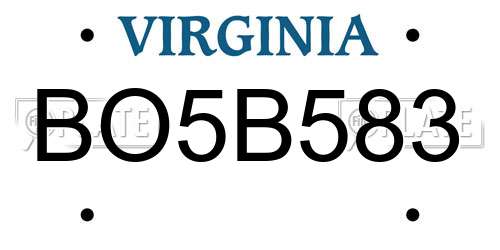 BO5B583 Virginia License Plate