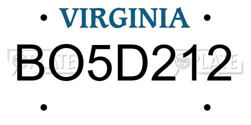 BO5D212 Virginia License Plate