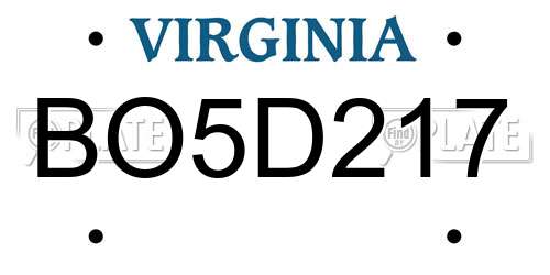 BO5D217 Virginia License Plate