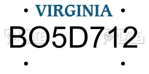 BO5D712 Virginia License Plate