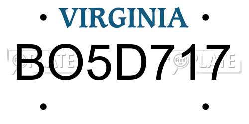 BO5D717 Virginia License Plate