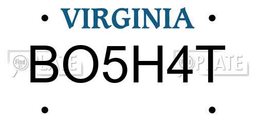 BO5H4T Virginia License Plate