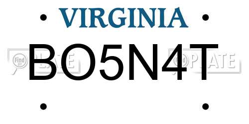 BO5N4T Virginia License Plate