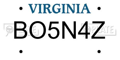 BO5N4Z Virginia License Plate