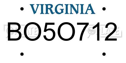 BO5O712 Virginia License Plate