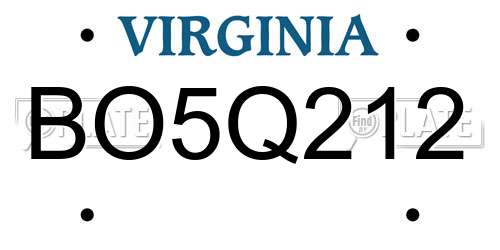 BO5Q212 Virginia License Plate