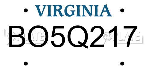 BO5Q217 Virginia License Plate