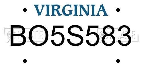 BO5S583 Virginia License Plate