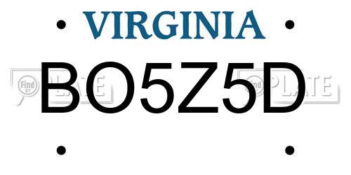 BO5Z5D Virginia License Plate