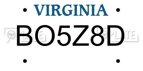 BO5Z8D Virginia License Plate
