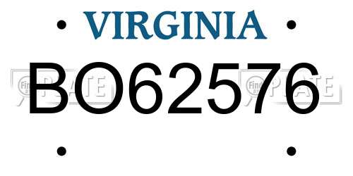 BO62576 Virginia License Plate
