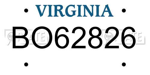 BO62826 Virginia License Plate