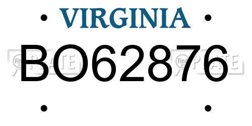 BO62876 Virginia License Plate