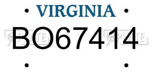 BO67414 Virginia License Plate