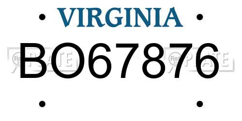 BO67876 Virginia License Plate