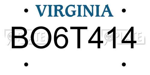 BO6T414 Virginia License Plate