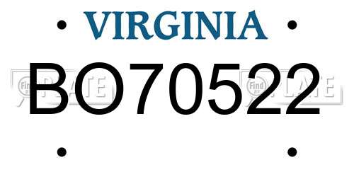 BO70522 Virginia License Plate