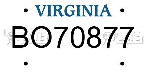 BO70877 Virginia License Plate