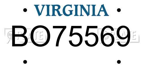 BO75569 Virginia License Plate