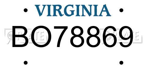 BO78869 Virginia License Plate