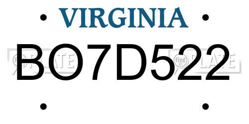BO7D522 Virginia License Plate