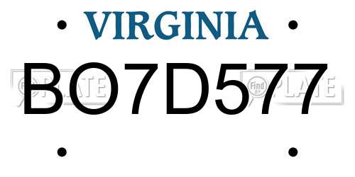 BO7D577 Virginia License Plate