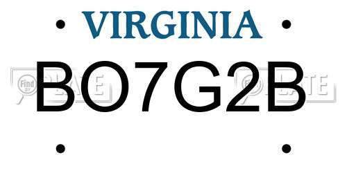 BO7G2B Virginia License Plate