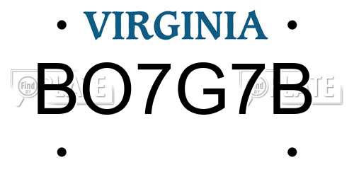 BO7G7B Virginia License Plate