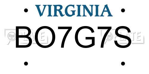 BO7G7S Virginia License Plate