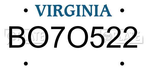 BO7O522 Virginia License Plate