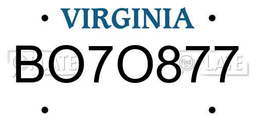 BO7O877 Virginia License Plate