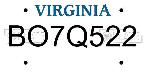 BO7Q522 Virginia License Plate