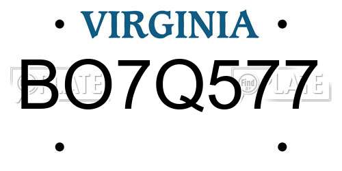 BO7Q577 Virginia License Plate