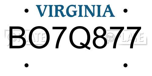 BO7Q877 Virginia License Plate