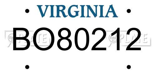 BO80212 Virginia License Plate