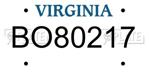 BO80217 Virginia License Plate
