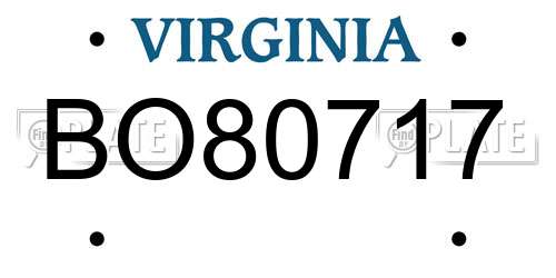 BO80717 Virginia License Plate