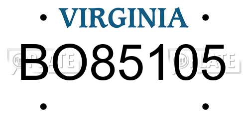BO85105 Virginia License Plate