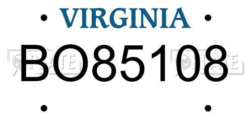 BO85108 Virginia License Plate
