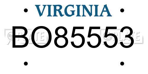 BO85553 Virginia License Plate