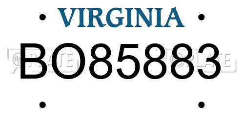 BO85883 Virginia License Plate