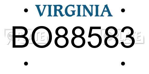 BO88583 Virginia License Plate