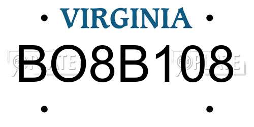 BO8B108 Virginia License Plate