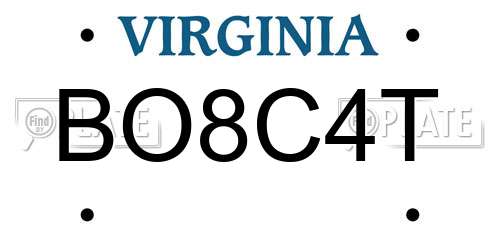 BO8C4T Virginia License Plate