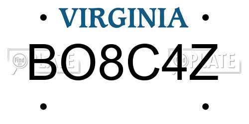 BO8C4Z Virginia License Plate